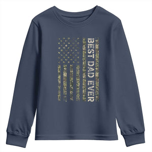 Best Dad Ever Youth Sweatshirt Patriotic USA Flag 4th of July Camo American Flag Camouflage TS14 Navy Print Your Wear