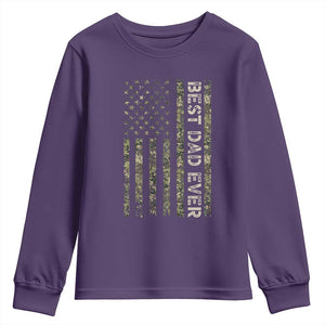 Best Dad Ever Youth Sweatshirt Patriotic USA Flag 4th of July Camo American Flag Camouflage TS14 Purple Print Your Wear
