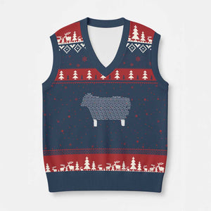 Found Minimalist Sheep V-Neck Knit Sweater Vest Christian Psalm 23 Lamb