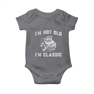 I'm Not Old I'm Classic Baby Onesie Flathead V8 Engine Silhouette