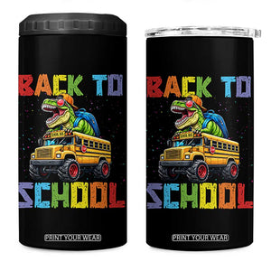 Bruh We Back 4 in 1 Can Cooler Tumbler Funny Dinosaur Back To School Dinosaur
