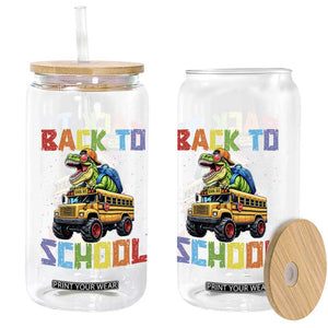 Bruh We Back Glass Can Funny Dinosaur Back To School Dinosaur