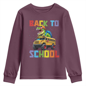 Bruh We Back Youth Sweatshirt Funny Dinosaur Back To School Dinosaur