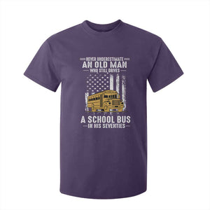 Funny School Bus Driver T Shirt For Kid Never Underestimate an Old Man Who Still Drives A School Bus