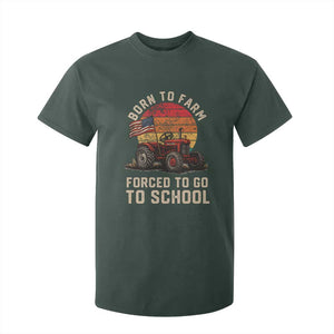 Funny Farmer Tractor T Shirt For Kid Born To Farmer Forced To Go To School TS14 Dark Forest Green Print Your Wear
