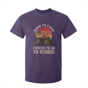 Funny Farmer Tractor T Shirt For Kid Born To Farmer Forced To Go To School TS14 Purple Print Your Wear