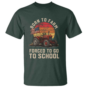Funny Farmer Tractor T Shirt Born To Farmer Forced To Go To School TS14 Dark Forest Green Print Your Wear
