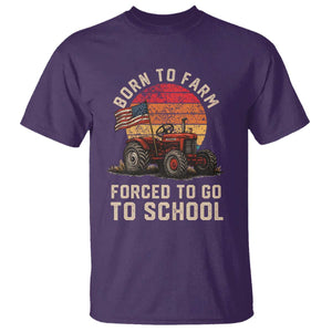 Funny Farmer Tractor T Shirt Born To Farmer Forced To Go To School TS14 Purple Print Your Wear