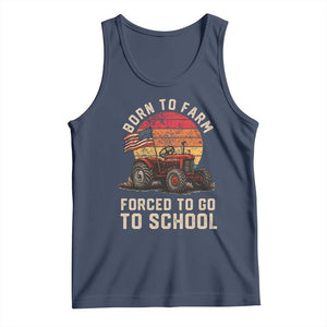 Funny Farmer Tractor Tank Top Born To Farmer Forced To Go To School TS14 Navy Print Your Wear