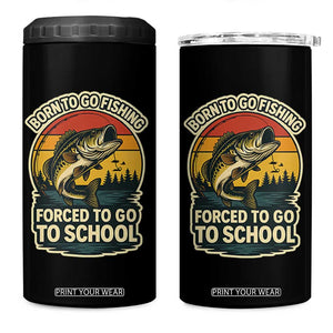 Funny Bass Fish Fisherman 4 in 1 Can Cooler Tumbler Born To Go Fishing Forced School TS14 One Size: 16 oz Black Print Your Wear