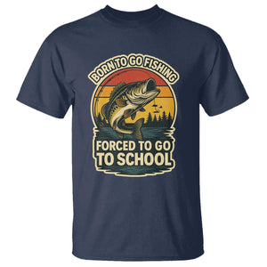Funny Bass Fish Fisherman T Shirt Born To Go Fishing Forced School TS14 Navy Print Your Wear