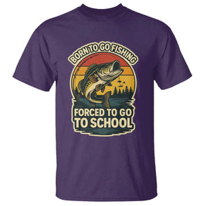 Funny Bass Fish Fisherman T Shirt Born To Go Fishing Forced School TS14 Purple Print Your Wear