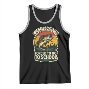 Funny Bass Fish Fisherman Tank Top Born To Go Fishing Forced School TS14 Black Athletic Heather Print Your Wear