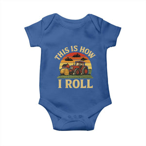 Funny Farming Tractor Baby Onesie This Is How I Roll Farmer TS14 Royal Blue Print Your Wear