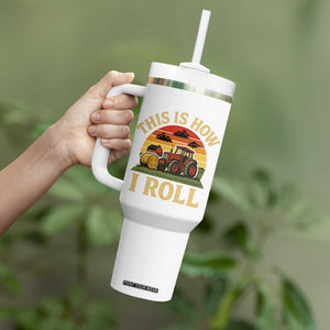 Funny Farming Tractor Tumbler With Handle This Is How I Roll Farmer TS14 Print Your Wear