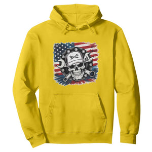 American Flag Skull Mechanic Hoodie Labor Day Patriotic USA TS14 Daisy Print Your Wear