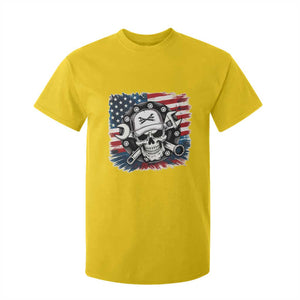 American Flag Skull Mechanic T Shirt For Kid Labor Day Patriotic USA TS14 Daisy Print Your Wear