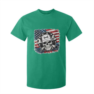 American Flag Skull Mechanic T Shirt For Kid Labor Day Patriotic USA TS14 Irish Green Print Your Wear