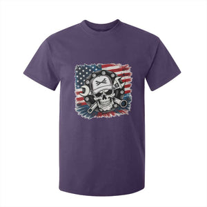 American Flag Skull Mechanic T Shirt For Kid Labor Day Patriotic USA TS14 Purple Print Your Wear