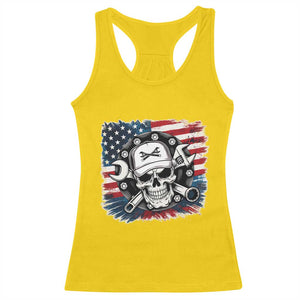 American Flag Skull Mechanic Racerback Tank Top Labor Day Patriotic USA TS14 Daisy Print Your Wear