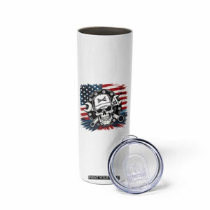 American Flag Skull Mechanic Skinny Tumbler Labor Day Patriotic USA TS14 Print Your Wear
