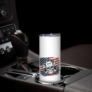 American Flag Skull Mechanic Skinny Tumbler Labor Day Patriotic USA TS14 Print Your Wear