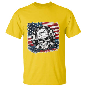 American Flag Skull Mechanic T Shirt Labor Day Patriotic USA TS14 Daisy Print Your Wear