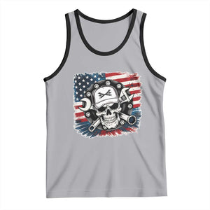 American Flag Skull Mechanic Tank Top Labor Day Patriotic USA TS14 Athletic Heather Black Print Your Wear