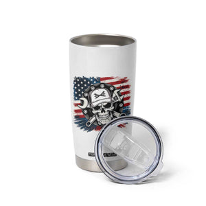 American Flag Skull Mechanic Tumbler Cup Labor Day Patriotic USA TS14 Print Your Wear