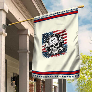 American Flag Skull Mechanic Garden Flag Labor Day Patriotic USA TS14 Modern Beige Red Print Your Wear