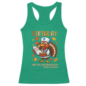 Thanksgiving Turkey Nurse Racerback Tank Top Labor and Delivery Birthday Specialty TS14 Irish Green Print Your Wear