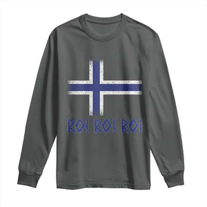 Ro Ro Norge Norway Norwegian Flag Long Sleeve Shirt TS14 Dark Heather Print Your Wear