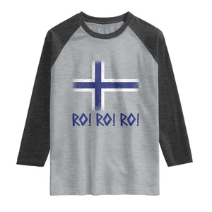 Ro Ro Norge Norway Norwegian Flag Raglan Shirt TS14 Heather Gray Heather Charcoal Print Your Wear