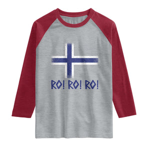 Ro Ro Norge Norway Norwegian Flag Raglan Shirt TS14 Heather Gray Heather Red Print Your Wear