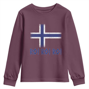Ro Ro Norge Norway Norwegian Flag Youth Sweatshirt TS14 Maroon Print Your Wear