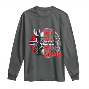 Ro Ro Norge Norway Flag Long Sleeve Shirt Cool Norwegian Viking TS14 Dark Heather Print Your Wear