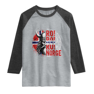 Ro Ro Norge Norway Flag Raglan Shirt Cool Norwegian Viking TS14 Heather Gray Heather Charcoal Print Your Wear