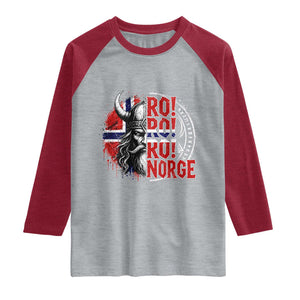 Ro Ro Norge Norway Flag Raglan Shirt Cool Norwegian Viking TS14 Heather Gray Heather Red Print Your Wear