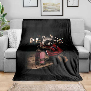 Funny Raccoon Whiskey Sunglasses Norwegian Flag Throw Blanket Viral Trash Panda Football Texas Souvenir Meme TS14 Print Your Wear
