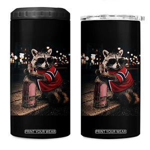 Funny Raccoon Whiskey Sunglasses Norwegian Flag 4 in 1 Can Cooler Tumbler Viral Trash Panda Football Texas Souvenir Meme TS14 One Size: 16 oz Black Print Your Wear