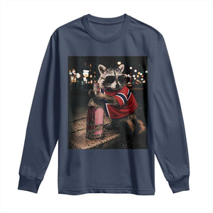 Funny Raccoon Whiskey Sunglasses Norwegian Flag Long Sleeve Shirt Viral Trash Panda Football Texas Souvenir Meme TS14 Navy Print Your Wear