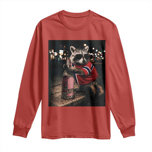 Funny Raccoon Whiskey Sunglasses Norwegian Flag Long Sleeve Shirt Viral Trash Panda Football Texas Souvenir Meme TS14 Red Print Your Wear