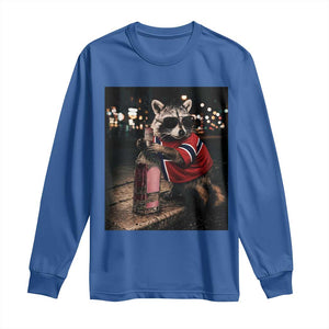 Funny Raccoon Whiskey Sunglasses Norwegian Flag Long Sleeve Shirt Viral Trash Panda Football Texas Souvenir Meme TS14 Royal Blue Print Your Wear