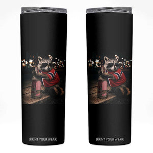 Funny Raccoon Whiskey Sunglasses Norwegian Flag Skinny Tumbler Viral Trash Panda Football Texas Souvenir Meme TS14 Black Print Your Wear