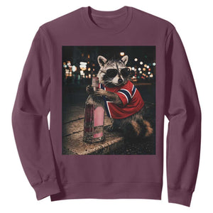 Funny Raccoon Whiskey Sunglasses Norwegian Flag Sweatshirt Viral Trash Panda Football Texas Souvenir Meme TS14 Maroon Print Your Wear
