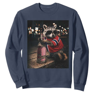 Funny Raccoon Whiskey Sunglasses Norwegian Flag Sweatshirt Viral Trash Panda Football Texas Souvenir Meme TS14 Navy Print Your Wear
