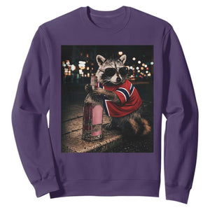 Funny Raccoon Whiskey Sunglasses Norwegian Flag Sweatshirt Viral Trash Panda Football Texas Souvenir Meme TS14 Purple Print Your Wear
