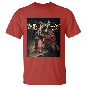 Funny Raccoon Whiskey Sunglasses Norwegian Flag T Shirt Viral Trash Panda Football Texas Souvenir Meme TS14 Red Print Your Wear