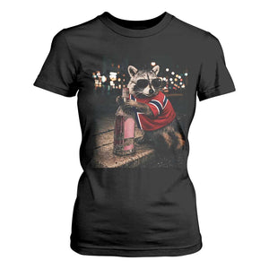 Funny Raccoon Whiskey Sunglasses Norwegian Flag T Shirt For Women Viral Trash Panda Football Texas Souvenir Meme TS14 Black Print Your Wear