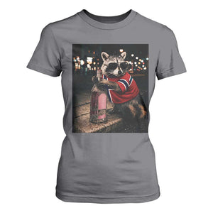 Funny Raccoon Whiskey Sunglasses Norwegian Flag T Shirt For Women Viral Trash Panda Football Texas Souvenir Meme TS14 Charcoal Print Your Wear